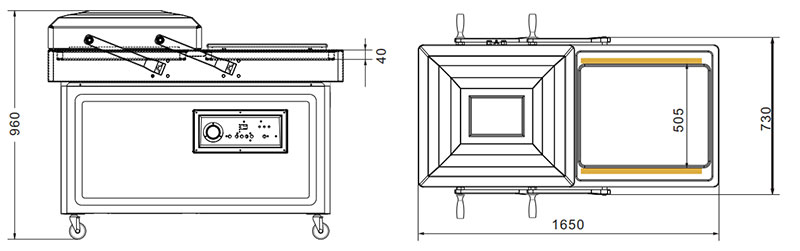 Sellador de vacío de doble cámara o empaquetador DZ-700 - 2SA-3